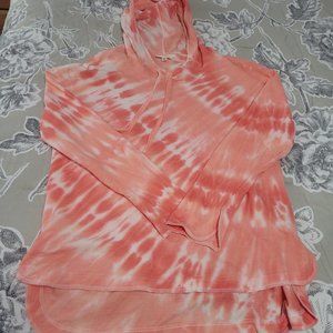 Jane and Delancey Hoodie Coral & White Tie Dye Size Medium